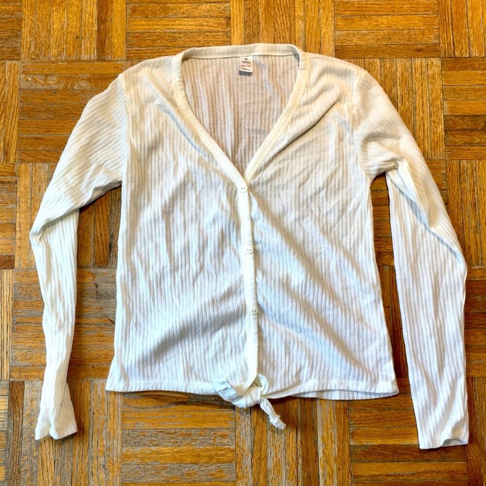 Tie Front Button Up Knit Cardigan